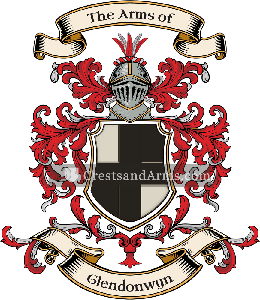 The Glendonwyn coat of arms, drawn from the recorded blazon