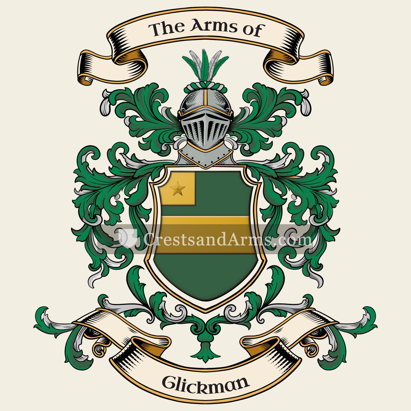 The Glickman coat of arms, drawn from the recorded blazon