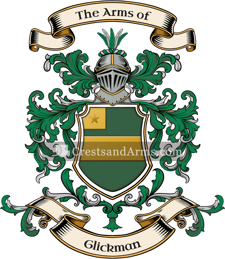 The Glickman coat of arms, drawn from the recorded blazon