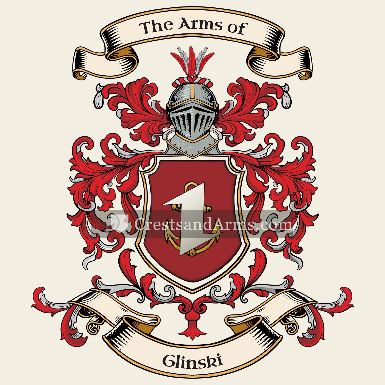 The Glinski coat of arms, drawn from the recorded blazon