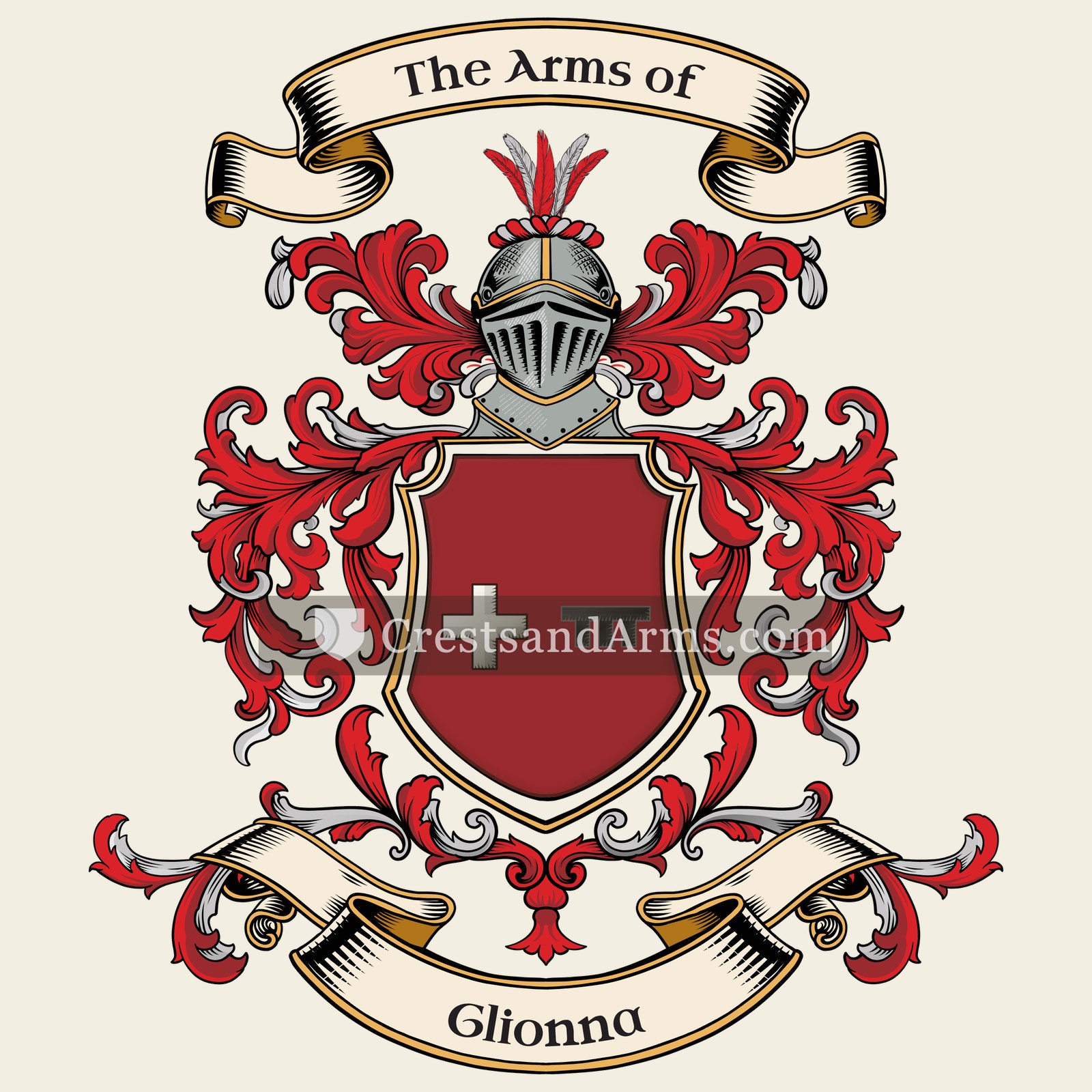 The Glionna coat of arms, drawn from the recorded blazon