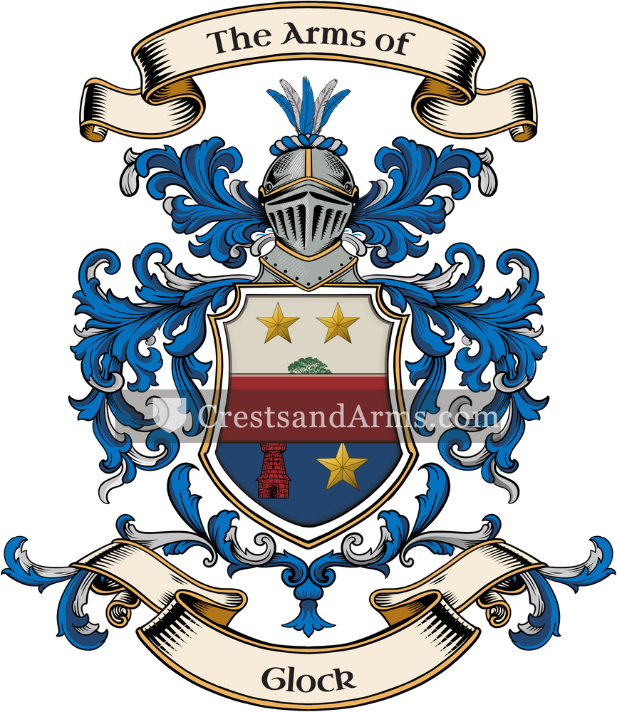 The Glock coat of arms, drawn from the recorded blazon