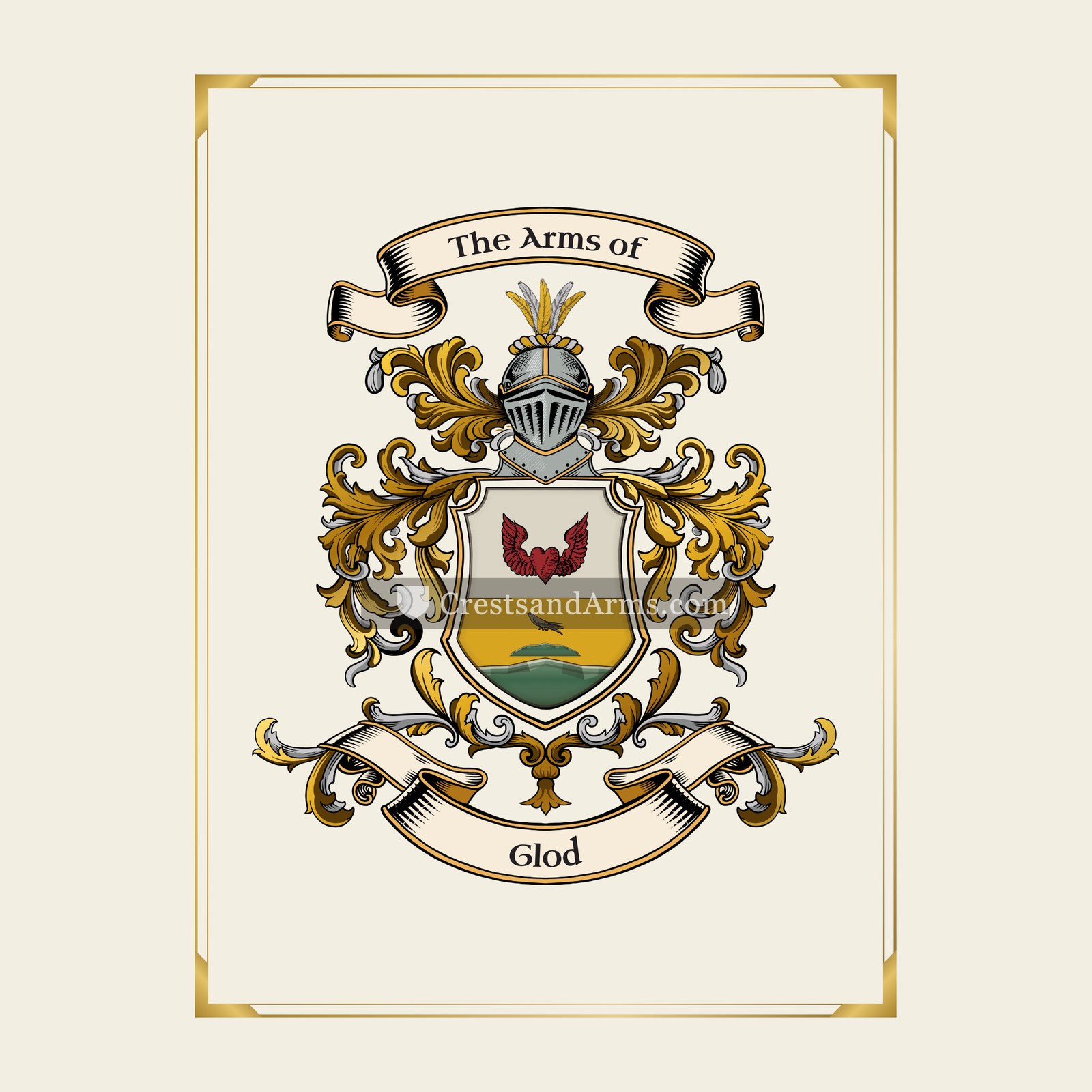 With gold border