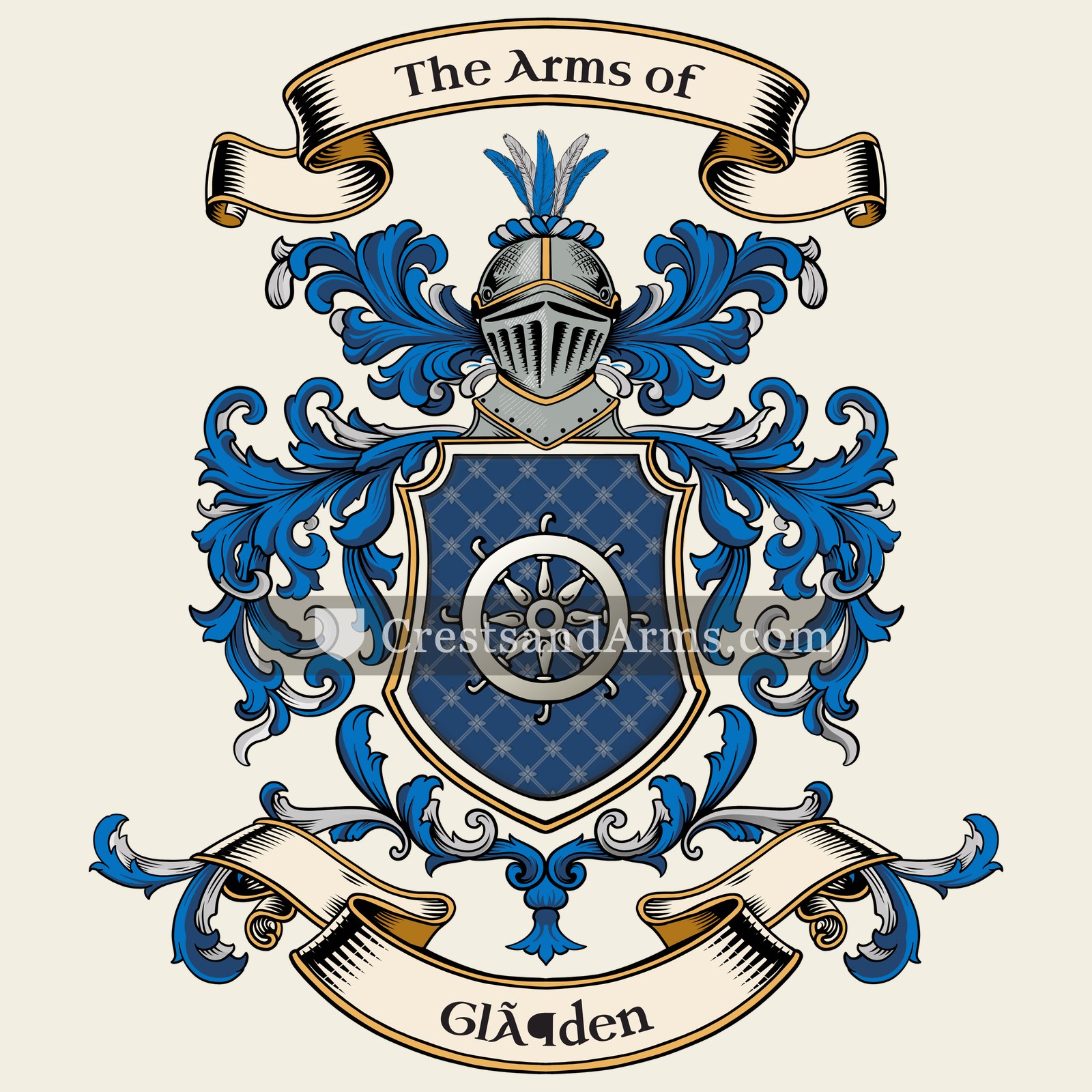 The Glöden coat of arms, drawn from the recorded blazon