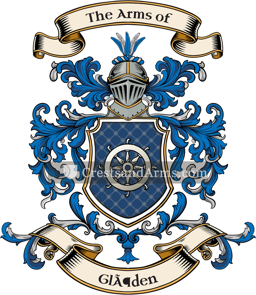 The Glöden coat of arms, drawn from the recorded blazon