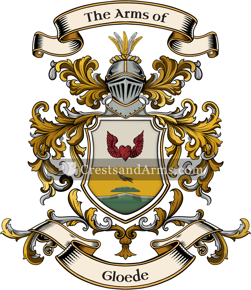The Gloede coat of arms, drawn from the recorded blazon