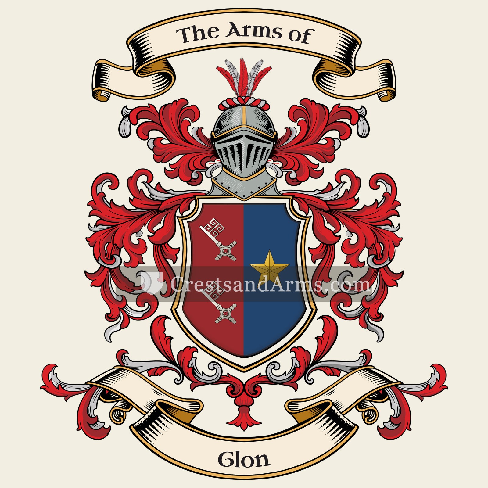 The Glon coat of arms, drawn from the recorded blazon