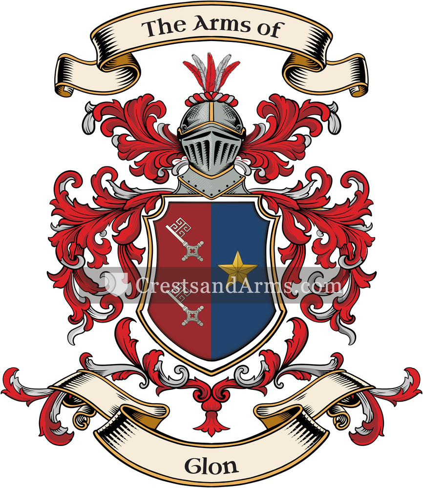 The Glon coat of arms, drawn from the recorded blazon