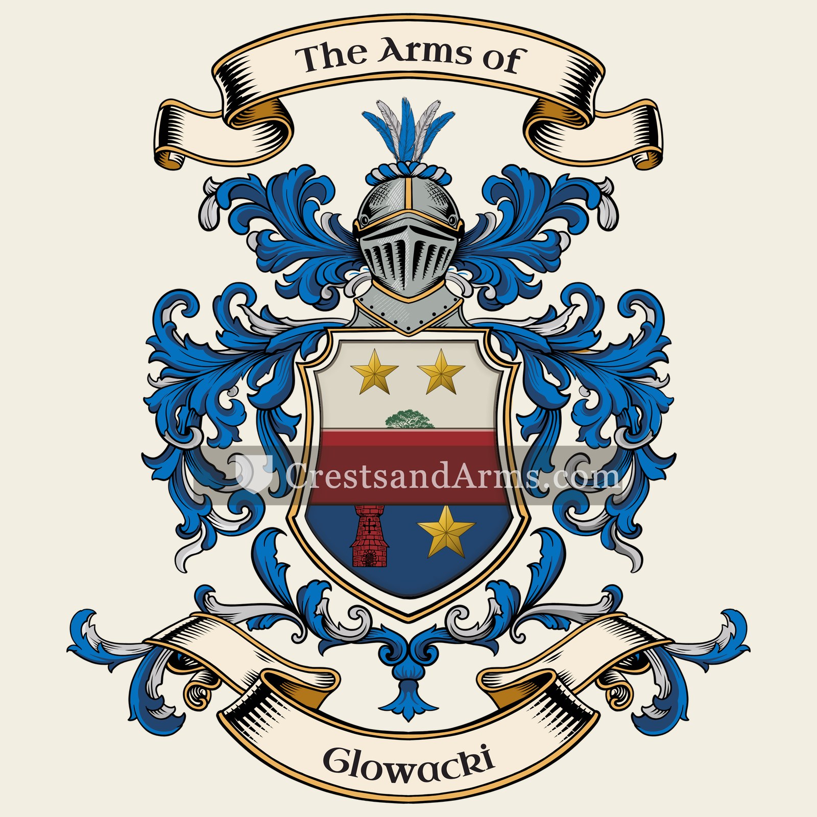 The Glowacki coat of arms, drawn from the recorded blazon