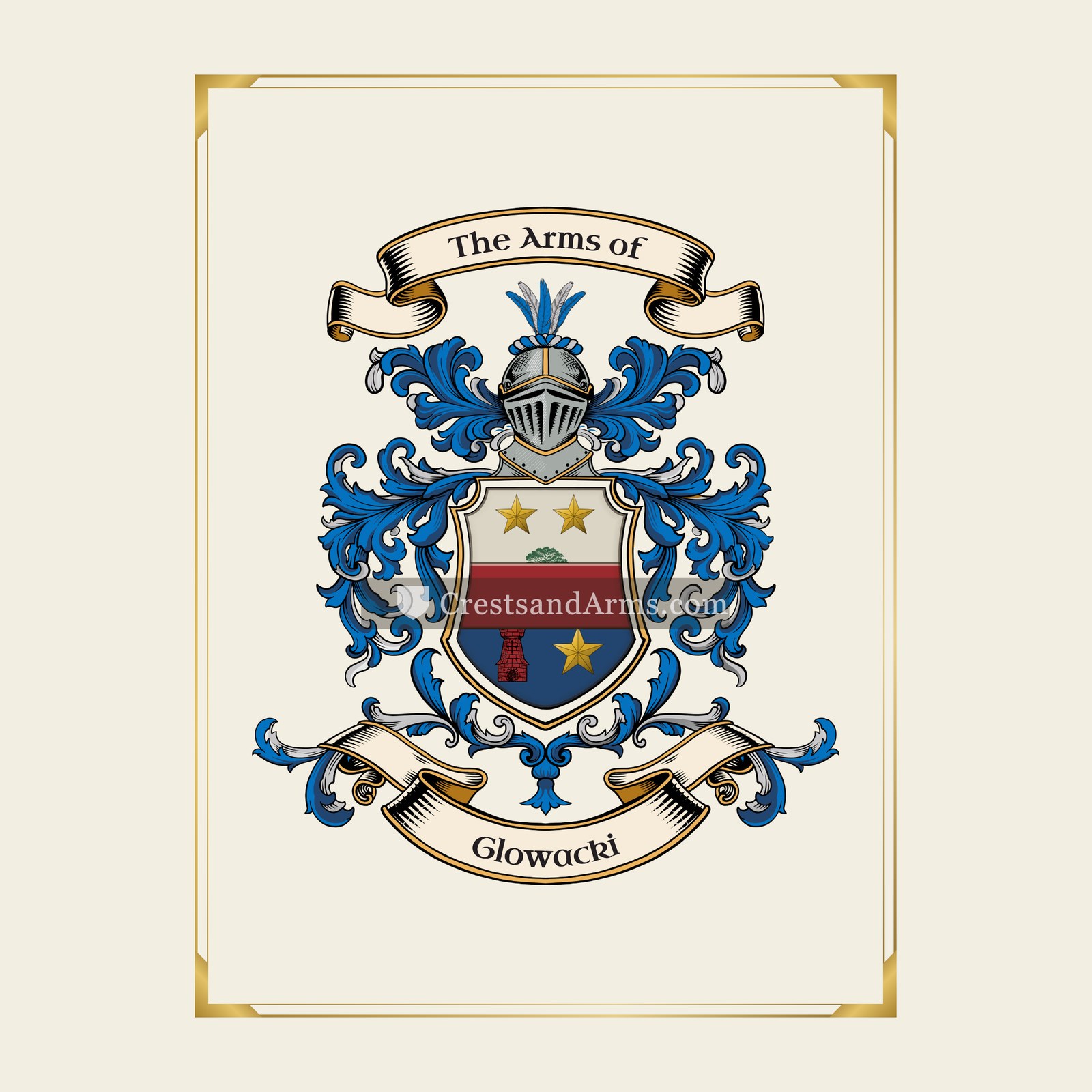 With gold border