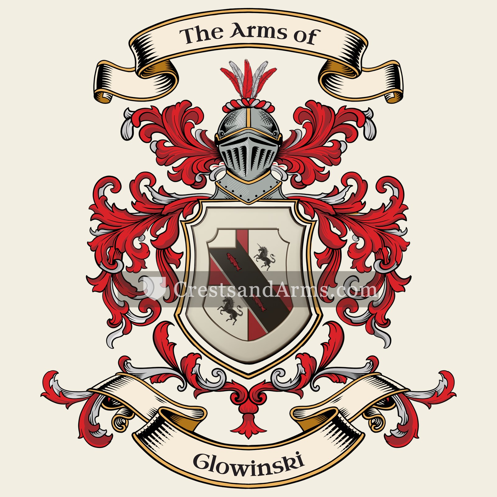 The Glowinski coat of arms, drawn from the recorded blazon