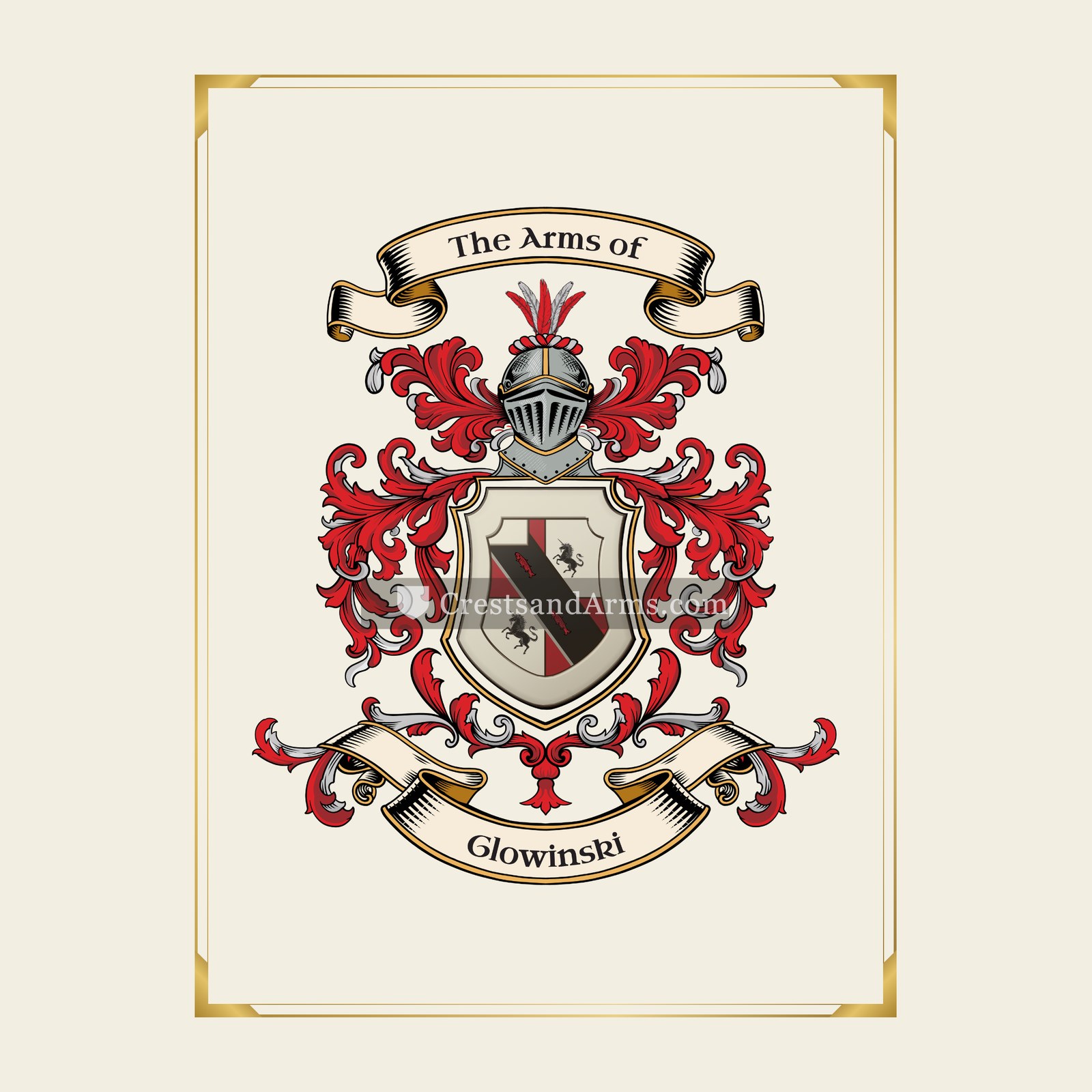 With gold border