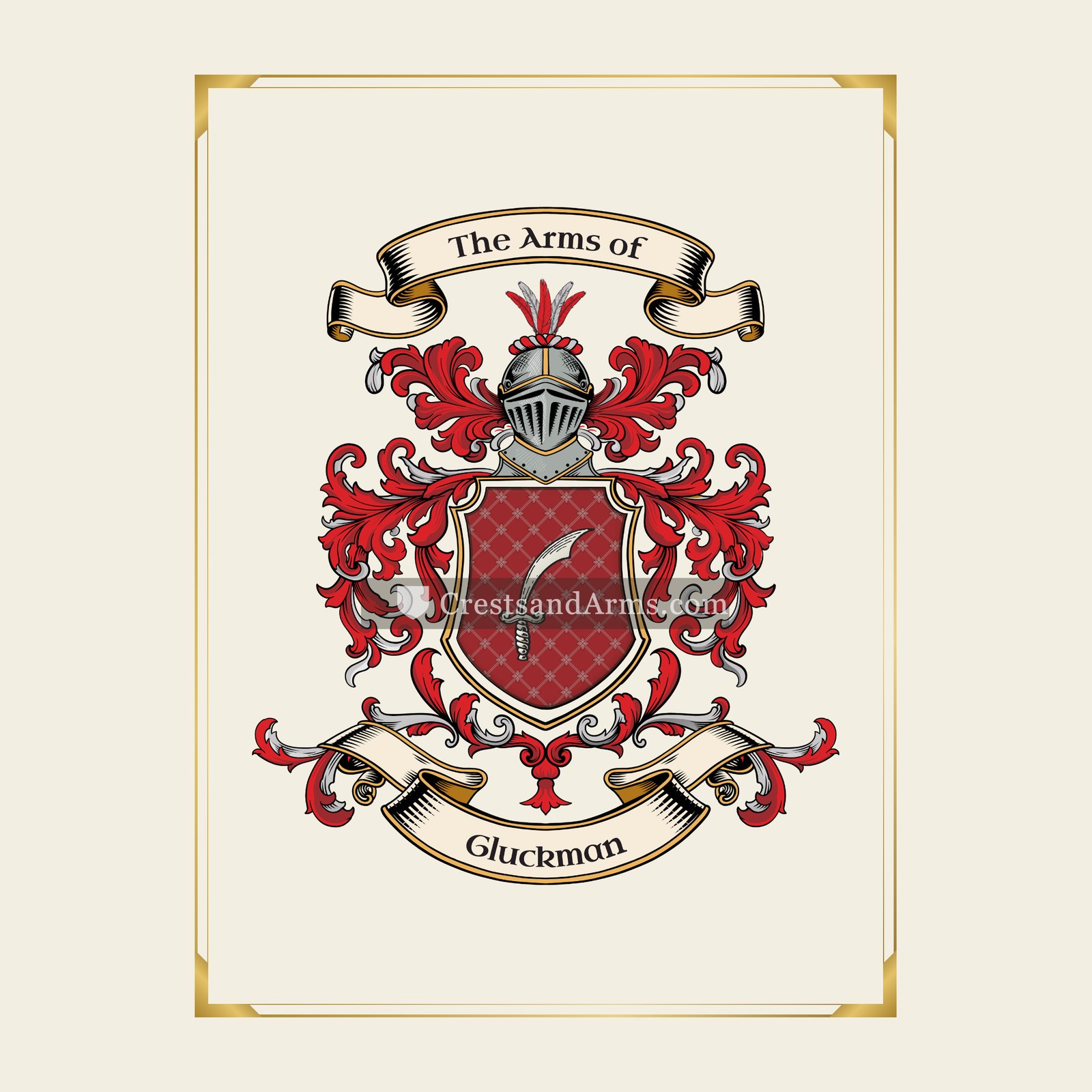 With gold border