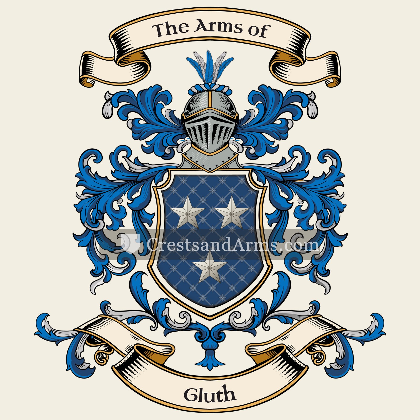 The Gluth coat of arms, drawn from the recorded blazon