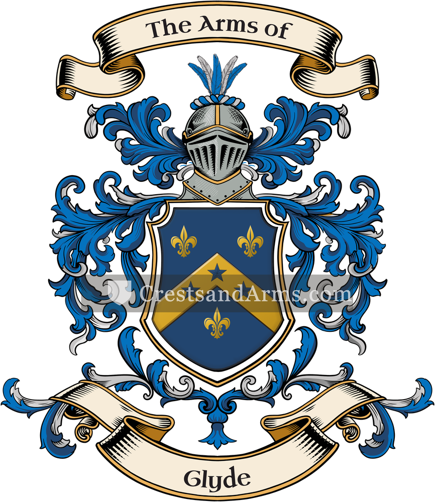 The Glyde coat of arms, drawn from the recorded blazon