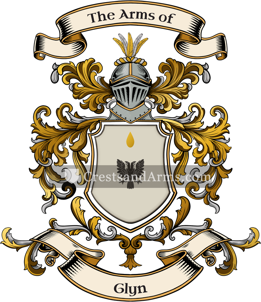 The Glyn coat of arms, drawn from the recorded blazon