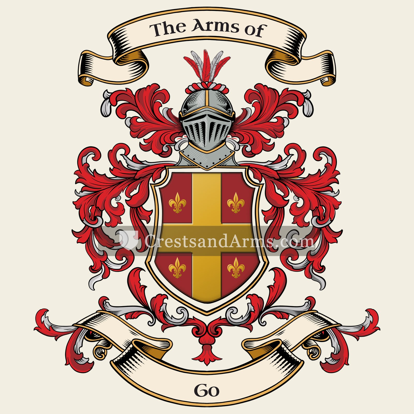 The Go coat of arms, drawn from the recorded blazon
