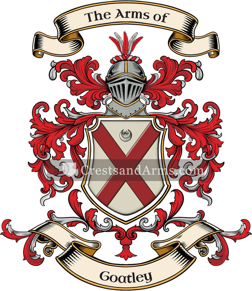 The Goatley coat of arms, drawn from the recorded blazon