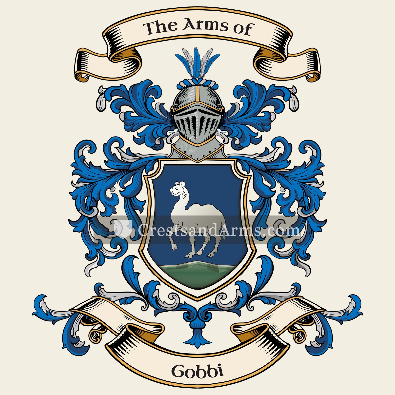 The Gobbi coat of arms, drawn from the recorded blazon