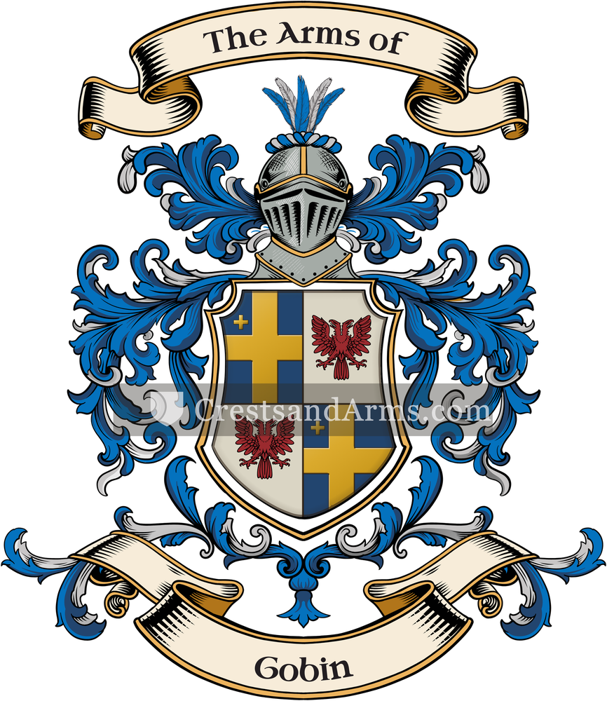 The Gobin coat of arms, drawn from the recorded blazon