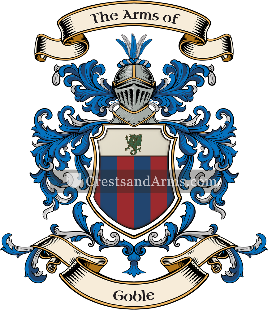 The Goble coat of arms, drawn from the recorded blazon