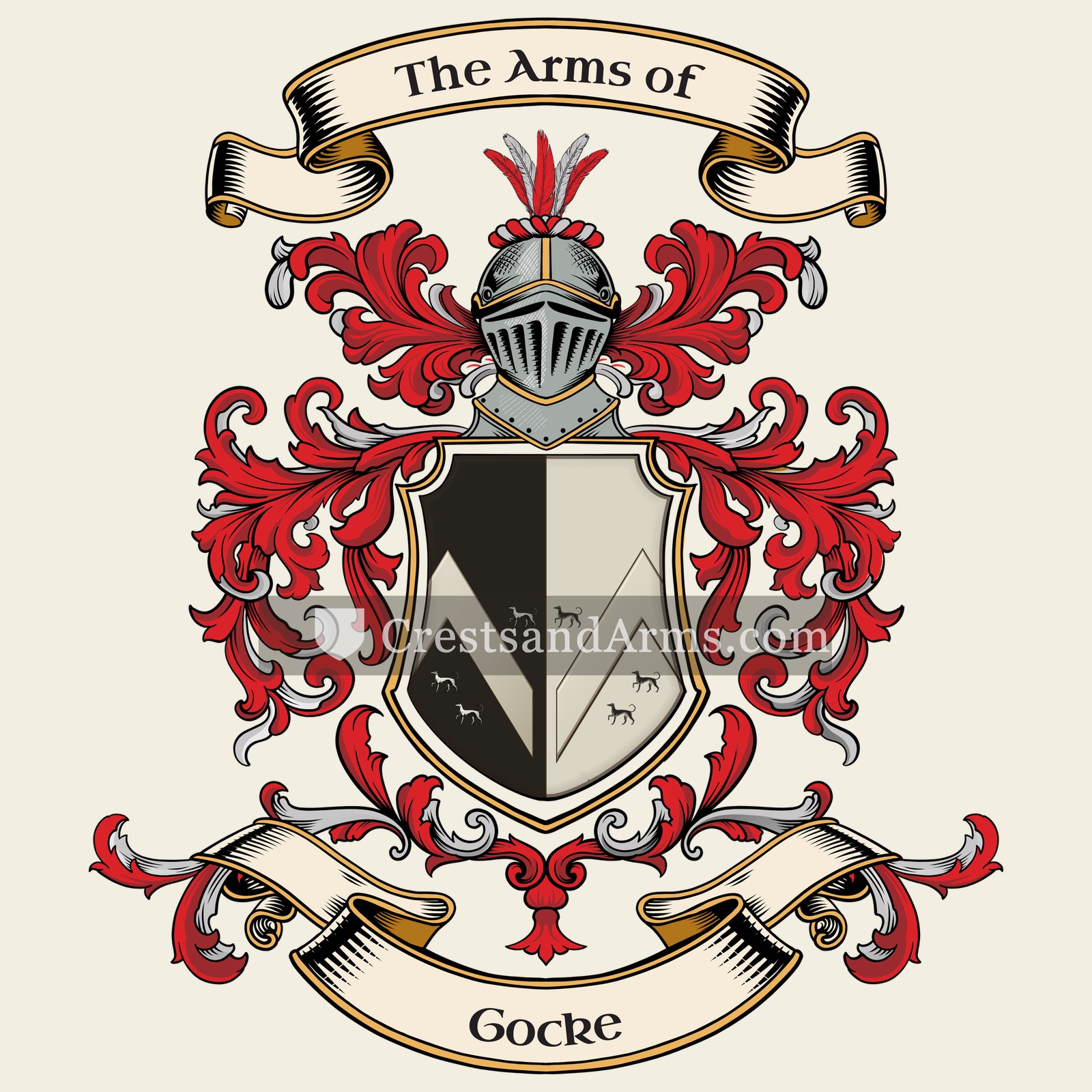 The Gocke coat of arms, drawn from the recorded blazon