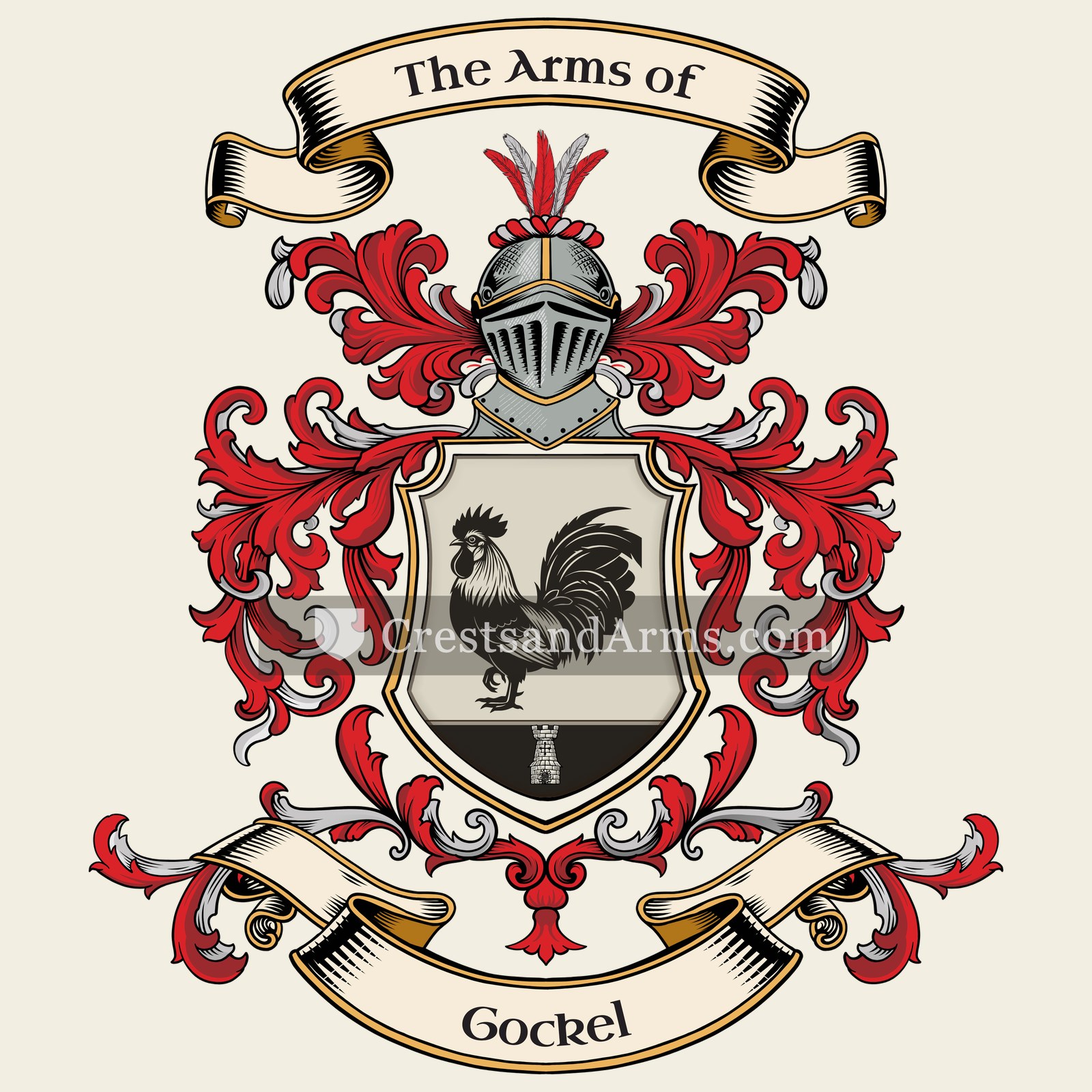 The Gockel coat of arms, drawn from the recorded blazon