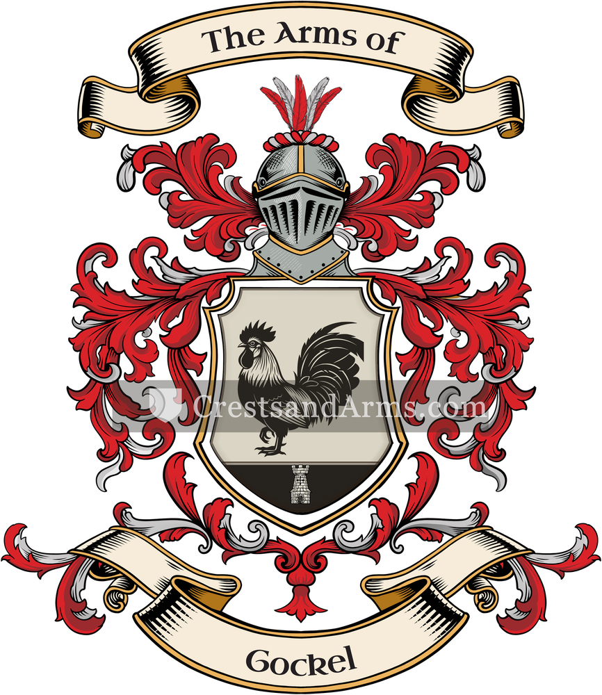 The Gockel coat of arms, drawn from the recorded blazon