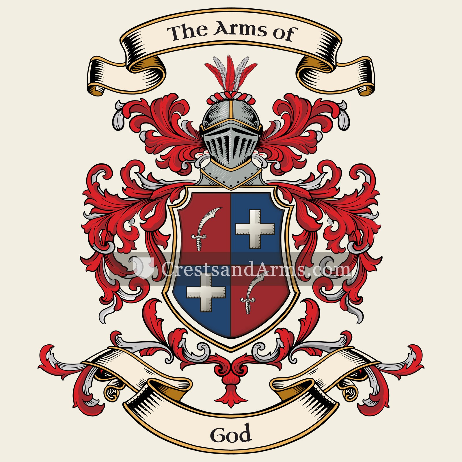 The God coat of arms, drawn from the recorded blazon