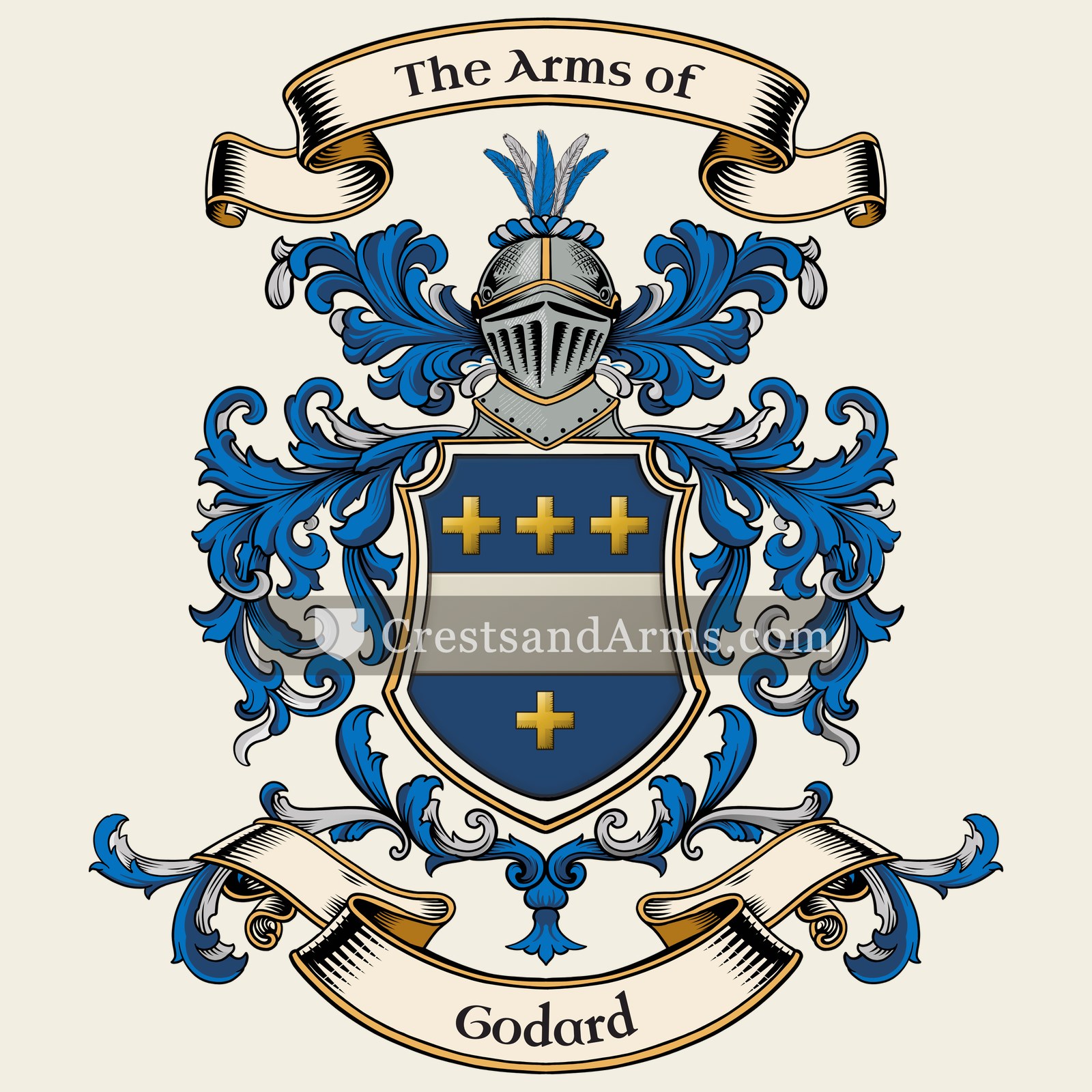 The Godard coat of arms, drawn from the recorded blazon
