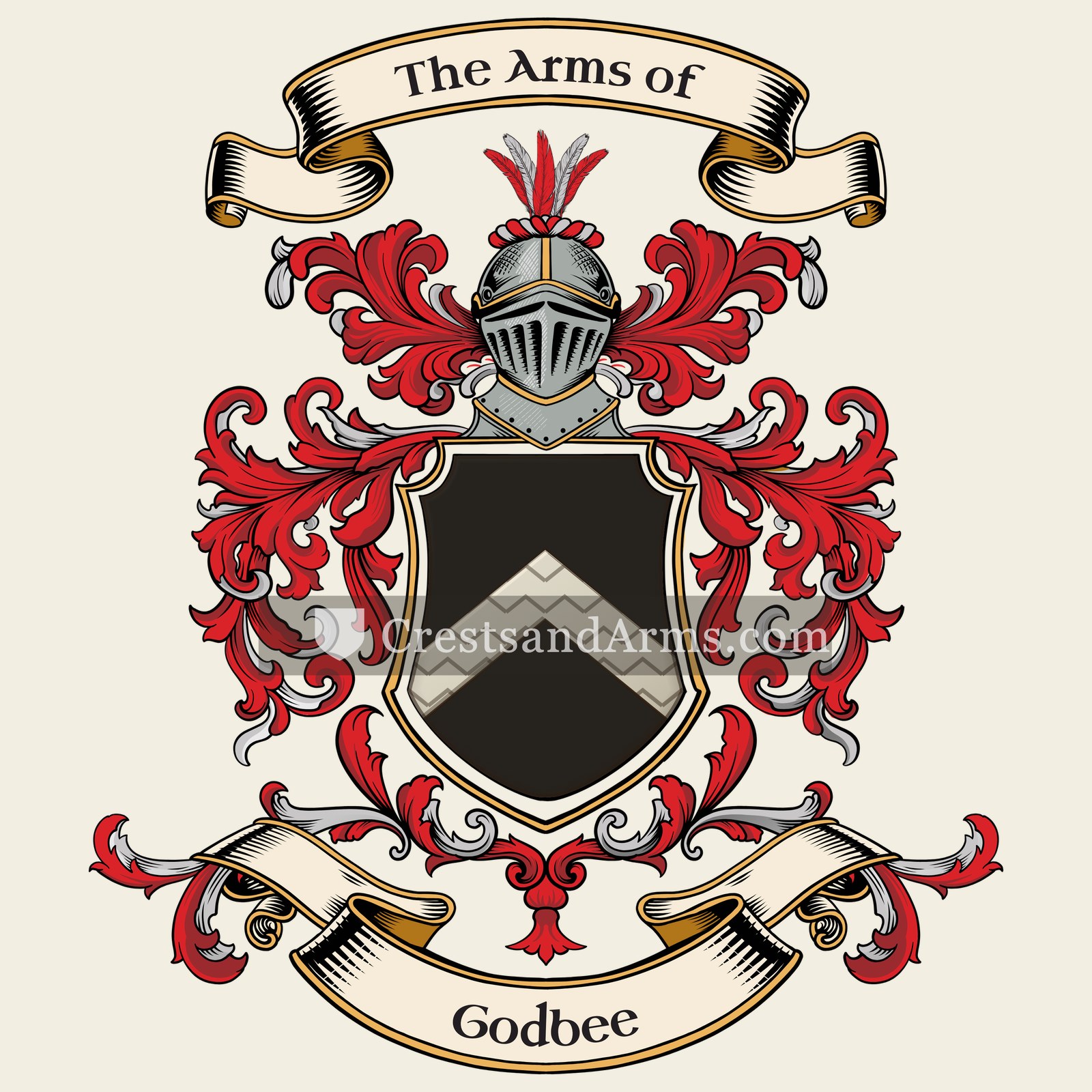 The Godbee coat of arms, drawn from the recorded blazon