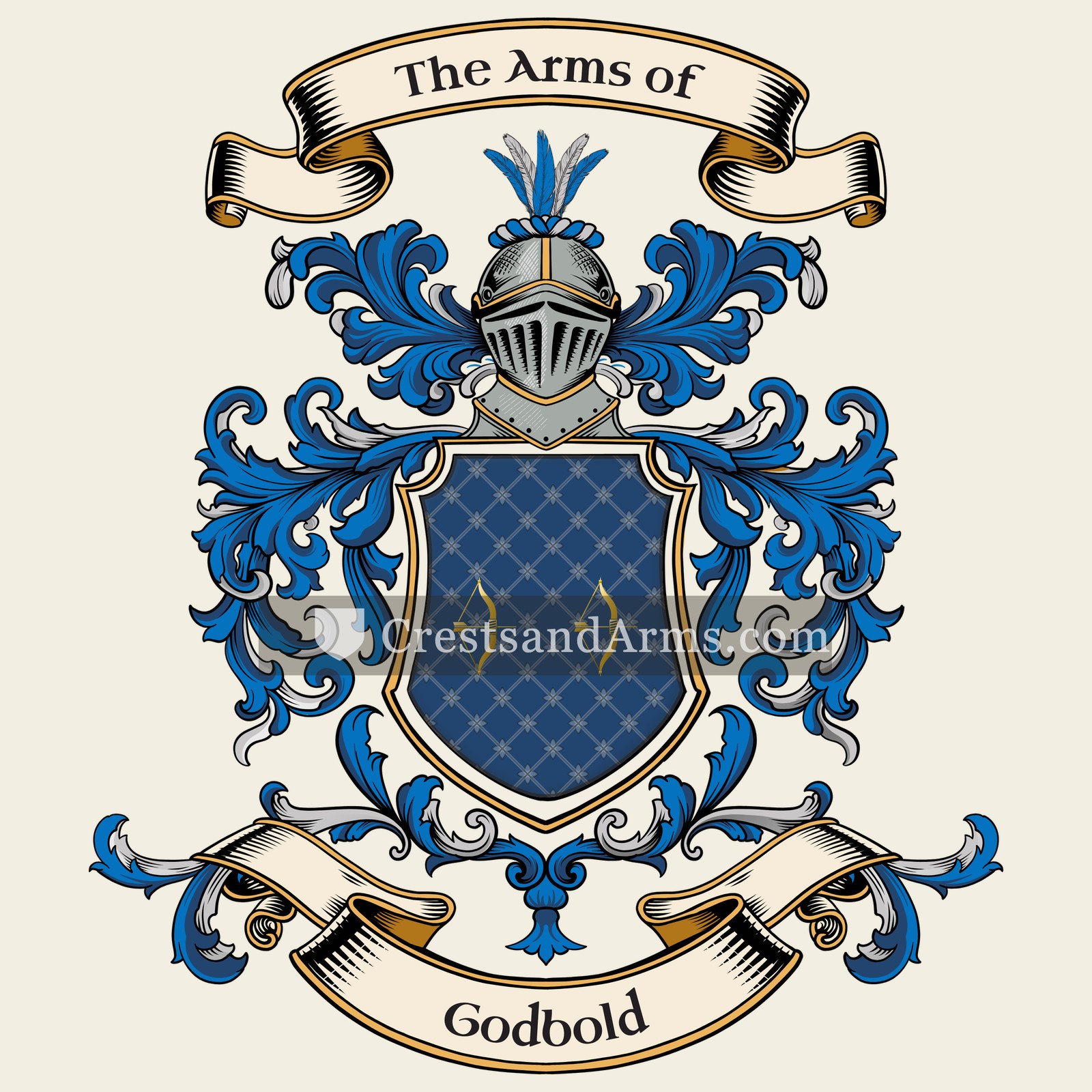The Godbold coat of arms, drawn from the recorded blazon