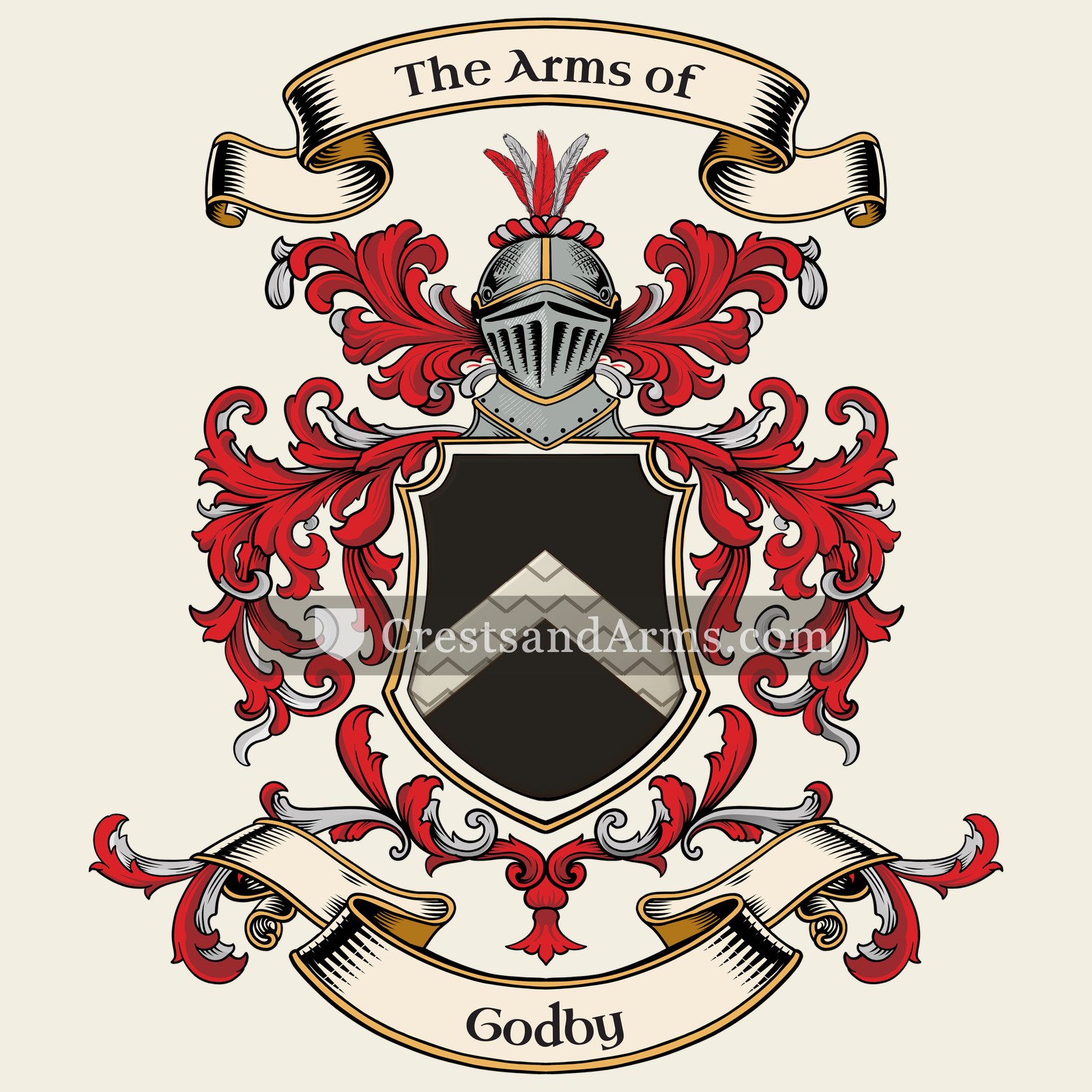 The Godby coat of arms, drawn from the recorded blazon