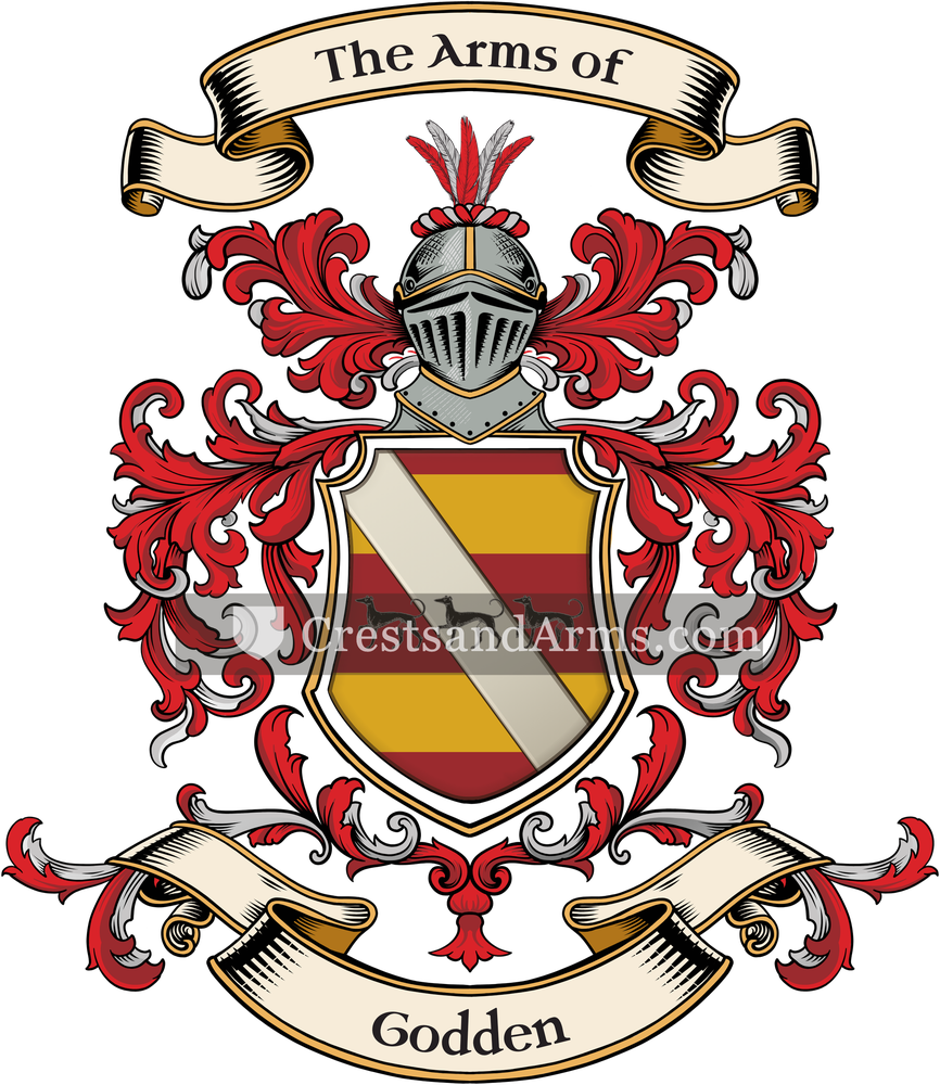 The Godden coat of arms, drawn from the recorded blazon