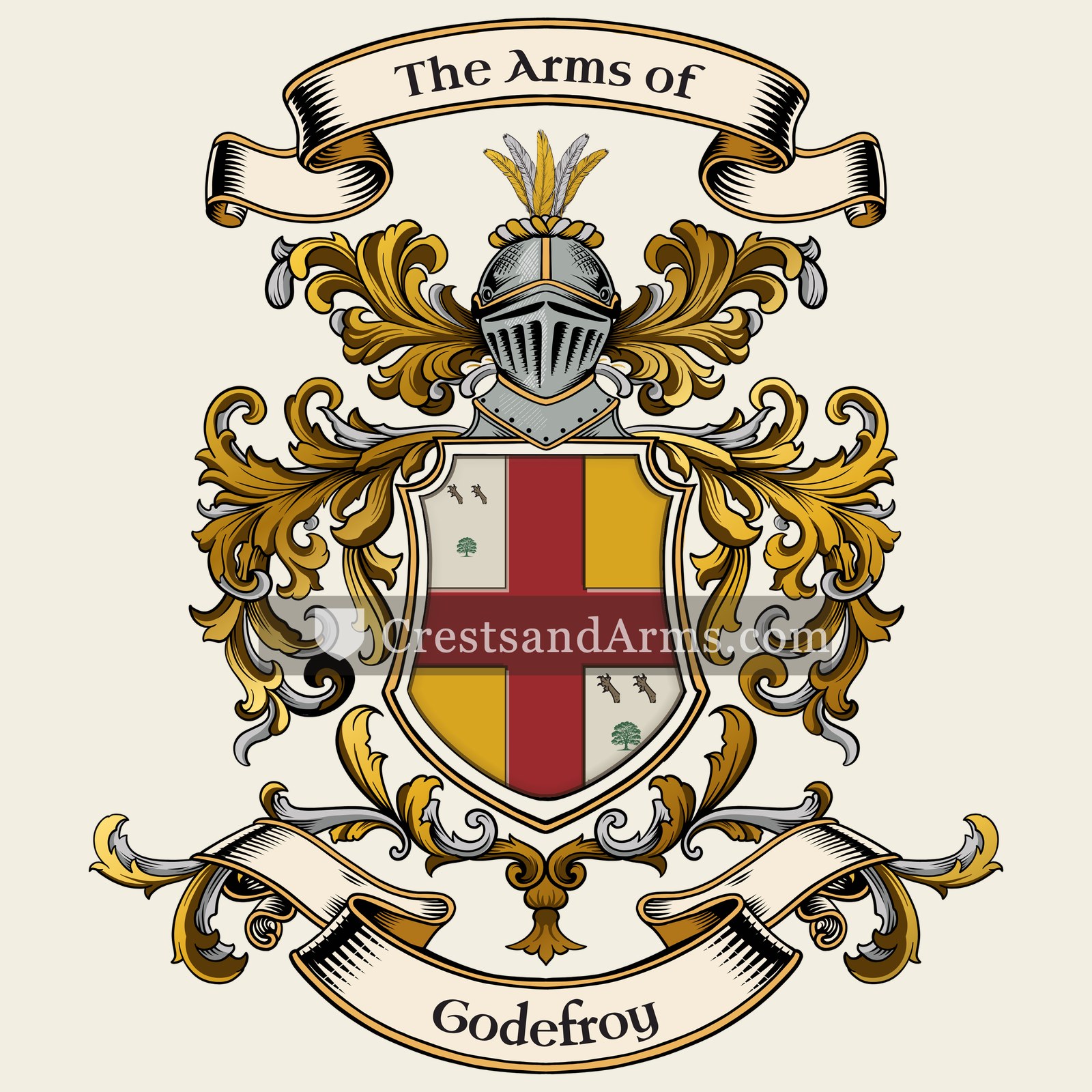The Godefroy coat of arms, drawn from the recorded blazon