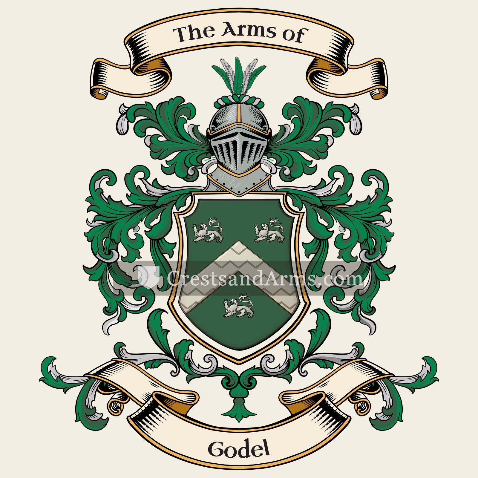 The Godel coat of arms, drawn from the recorded blazon