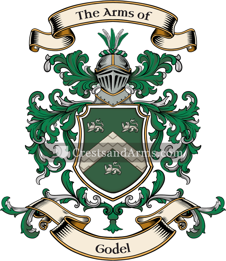 The Godel coat of arms, drawn from the recorded blazon