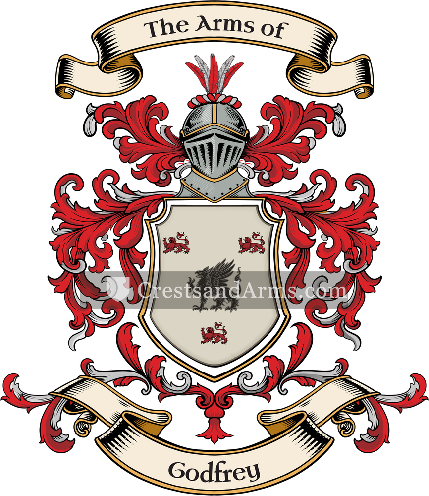The Godfrey coat of arms, drawn from the recorded blazon