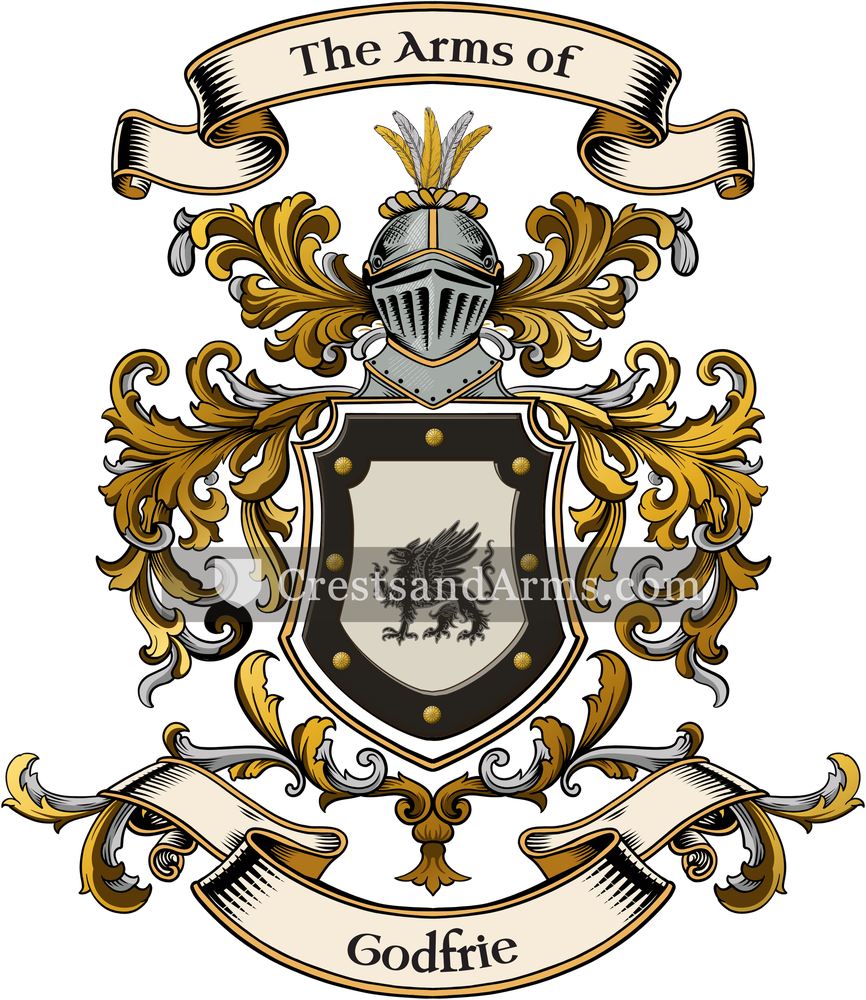 The Godfrie coat of arms, drawn from the recorded blazon