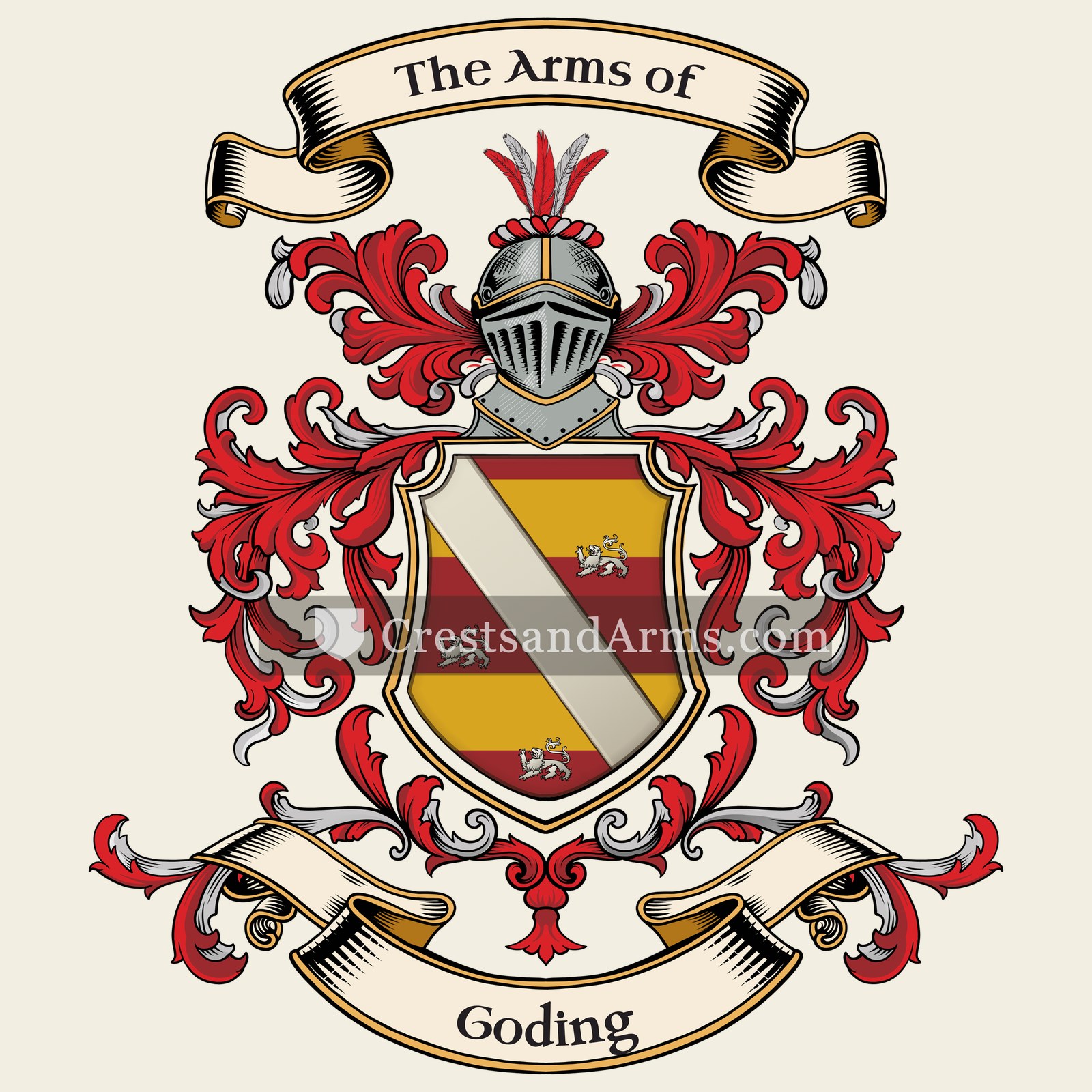 The Goding coat of arms, drawn from the recorded blazon