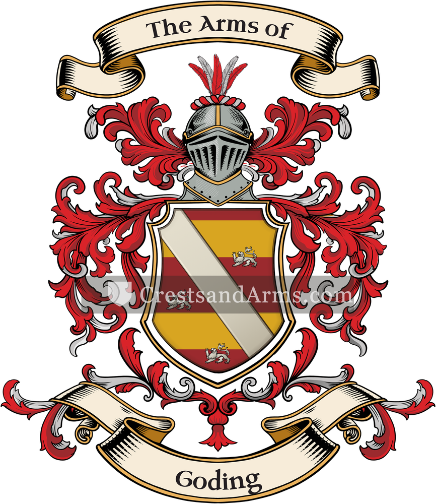 The Goding coat of arms, drawn from the recorded blazon