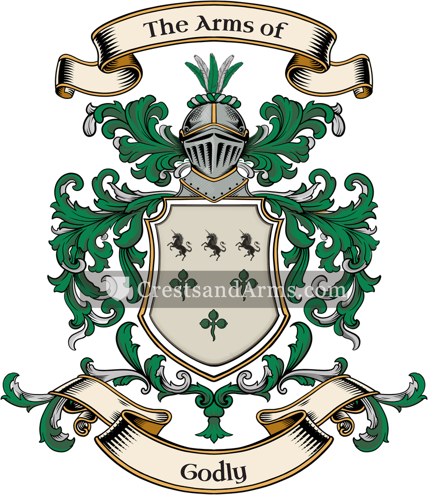 The Godly coat of arms, drawn from the recorded blazon