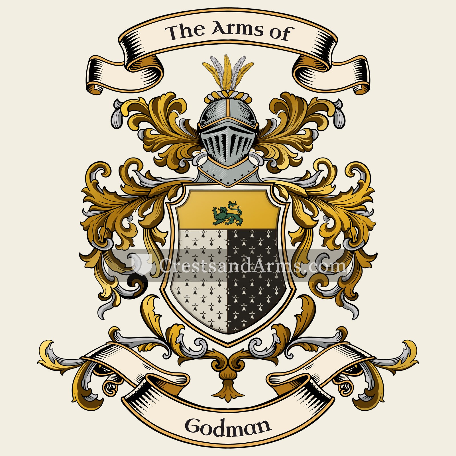 The Godman coat of arms, drawn from the recorded blazon