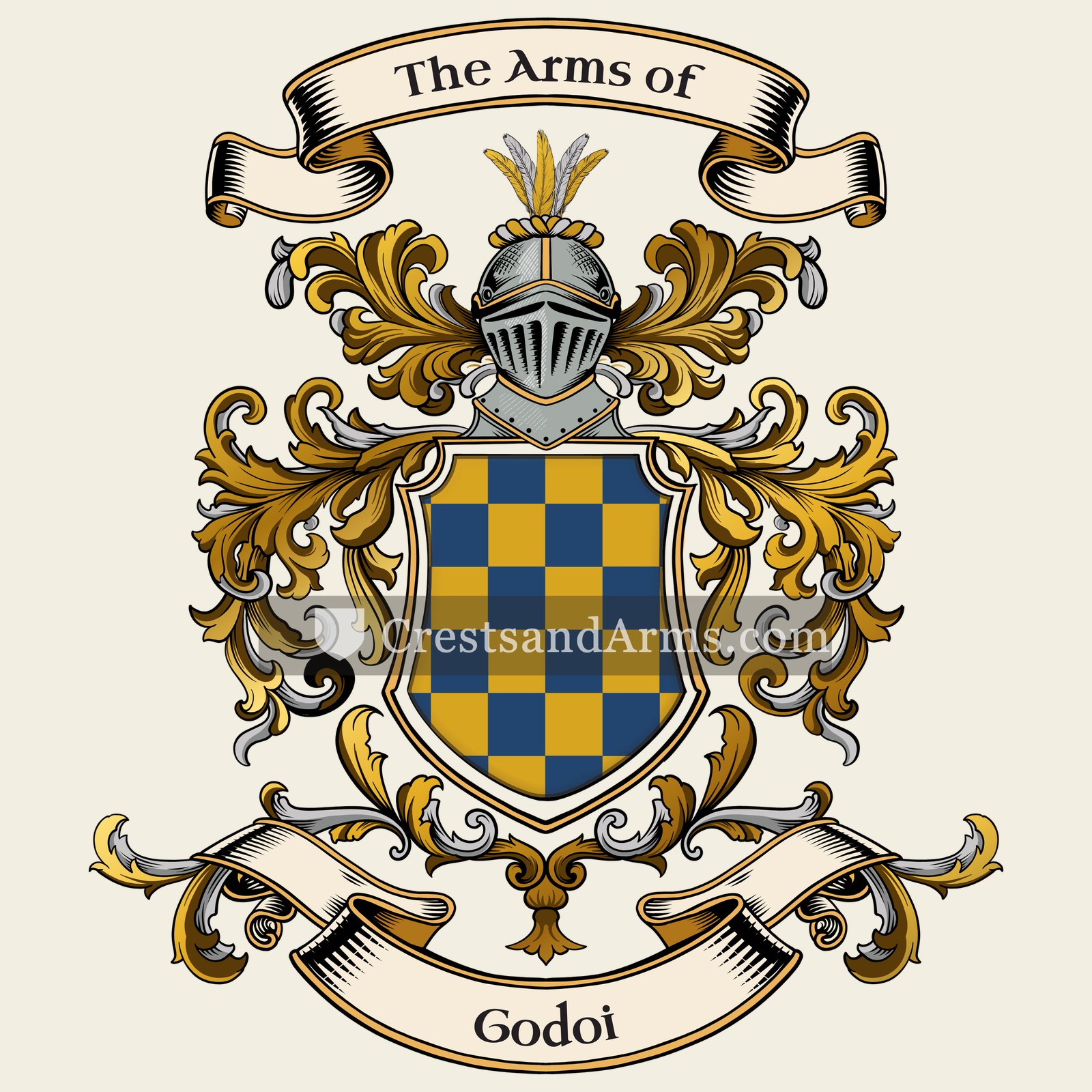 The Godoi coat of arms, drawn from the recorded blazon