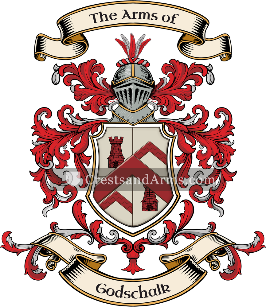The Godschalk coat of arms, drawn from the recorded blazon