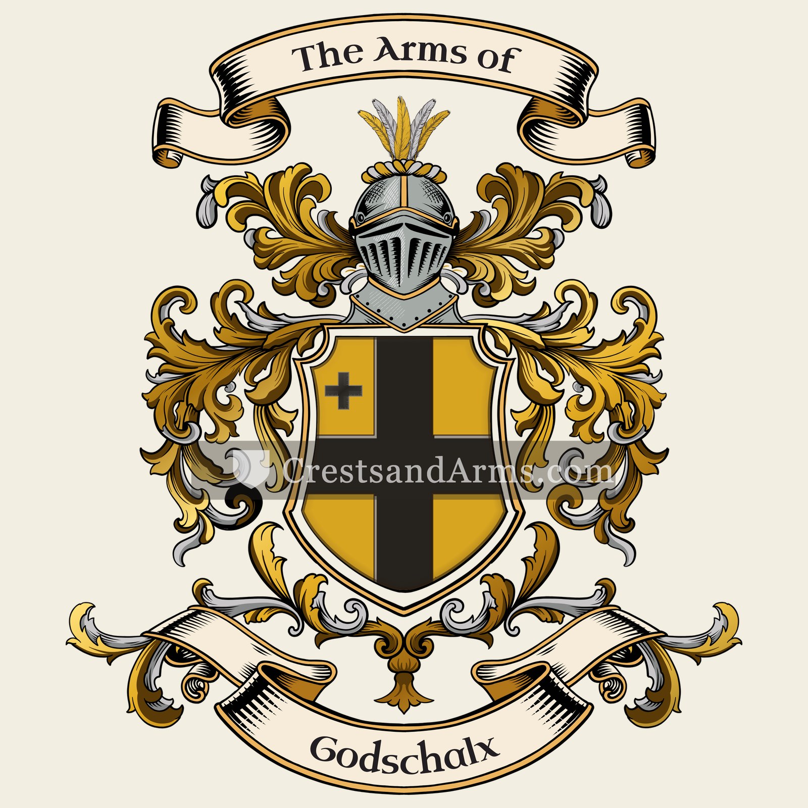 The Godschalx coat of arms, drawn from the recorded blazon