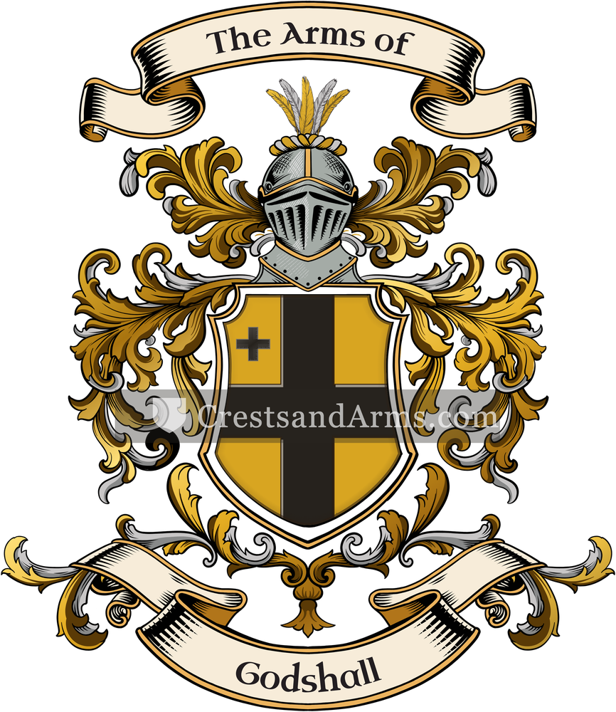 The Godshall coat of arms, drawn from the recorded blazon
