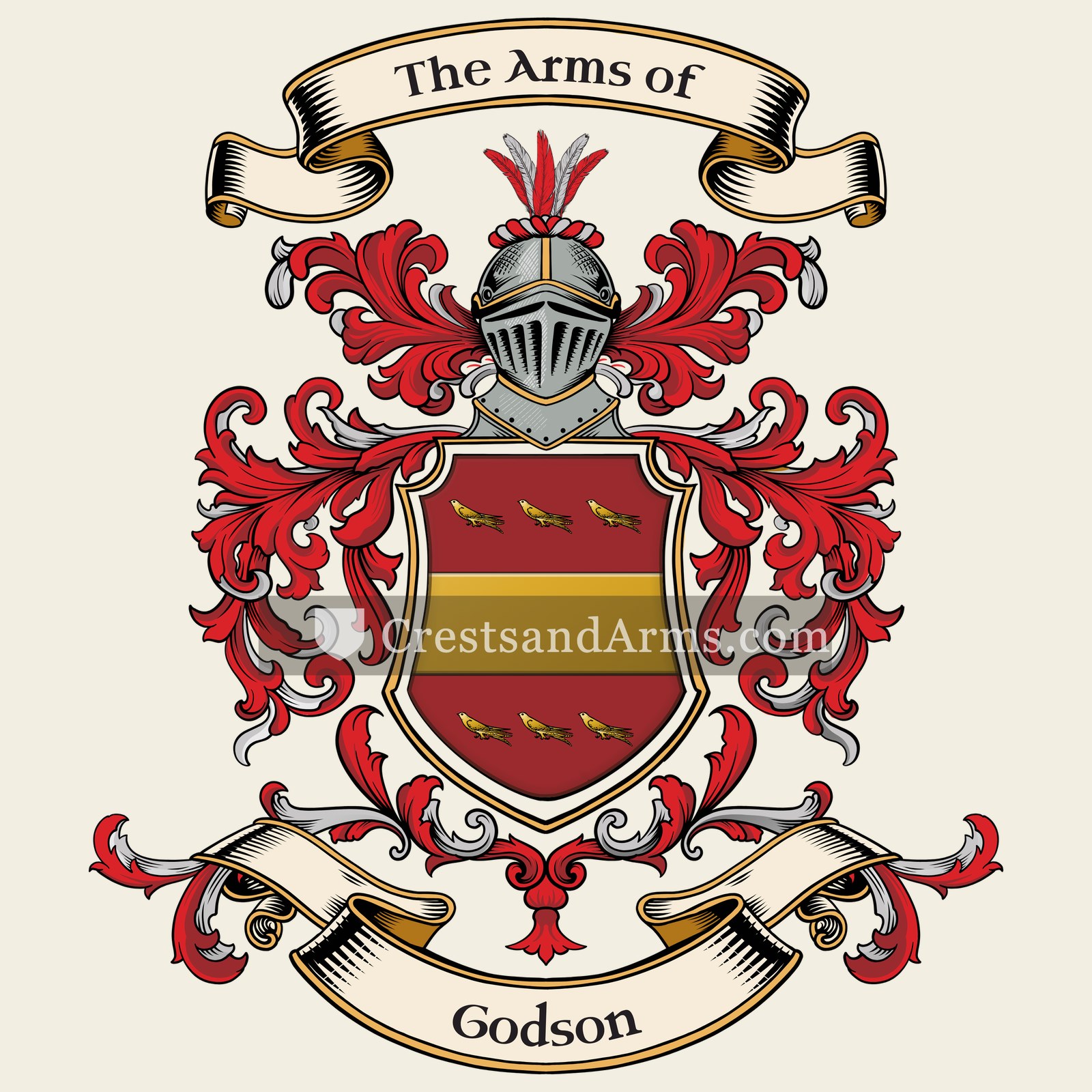 The Godson coat of arms, drawn from the recorded blazon