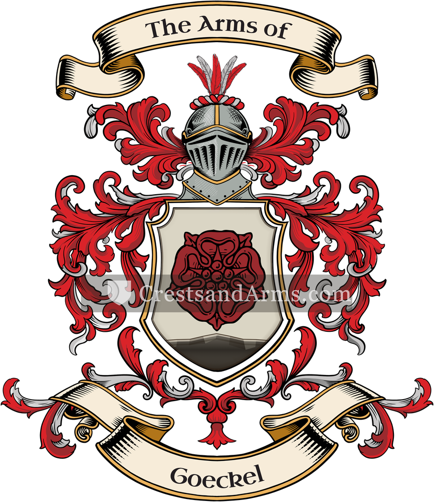 The Goeckel coat of arms, drawn from the recorded blazon