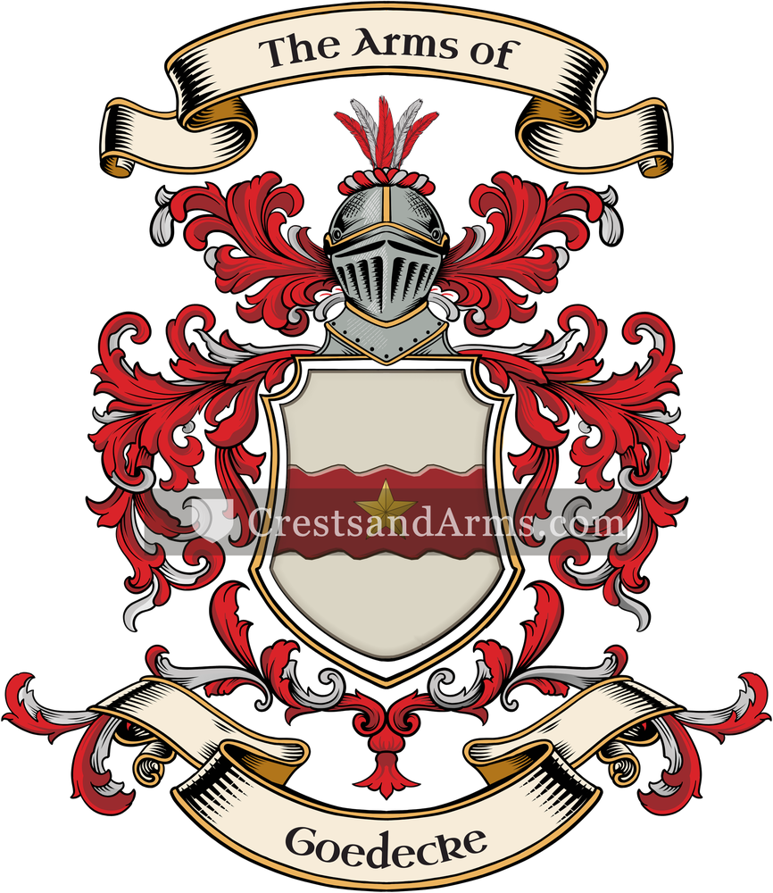 The Goedecke coat of arms, drawn from the recorded blazon